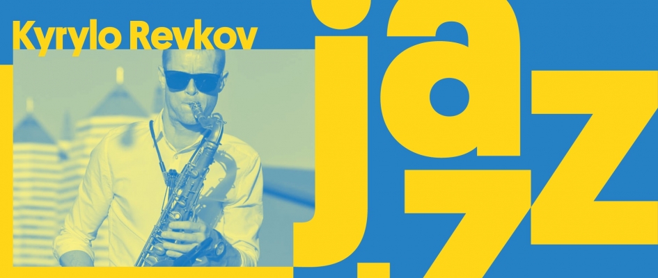 Kyrylo Revkov - zdjęcie artysty w kolorach flagi ukraińskiej
logo jazzart festivalu