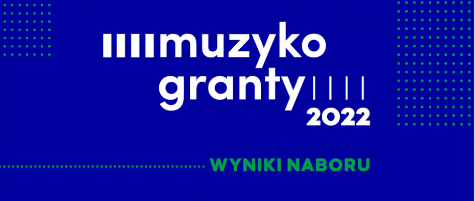 Niebieska grafika z białym napisem