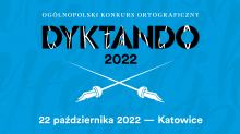 logo dyktanda na niebieskim tle