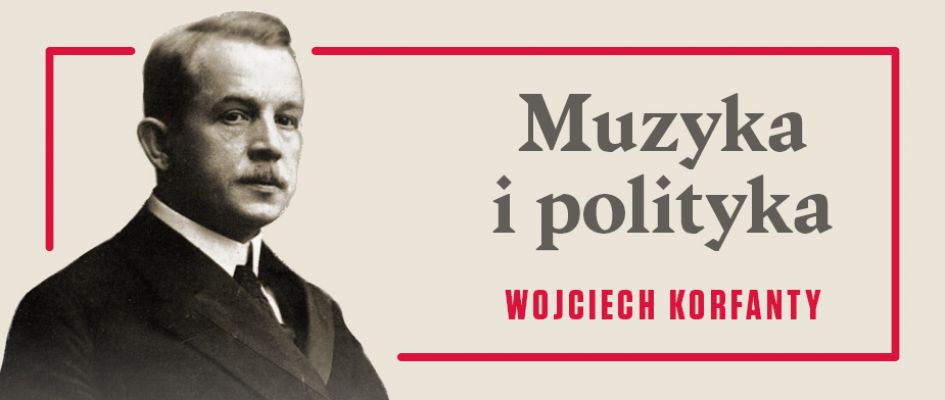 Wojciech Korfanty na beżowym tle, napis 