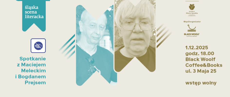 Grafika zapowiadająca spotkanie w ramach Śląskiej Sceny Literackiej