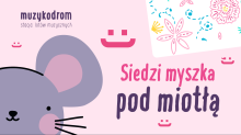 grafika artystyczna przedstawiająca narysowaną mysz na różowym tle 