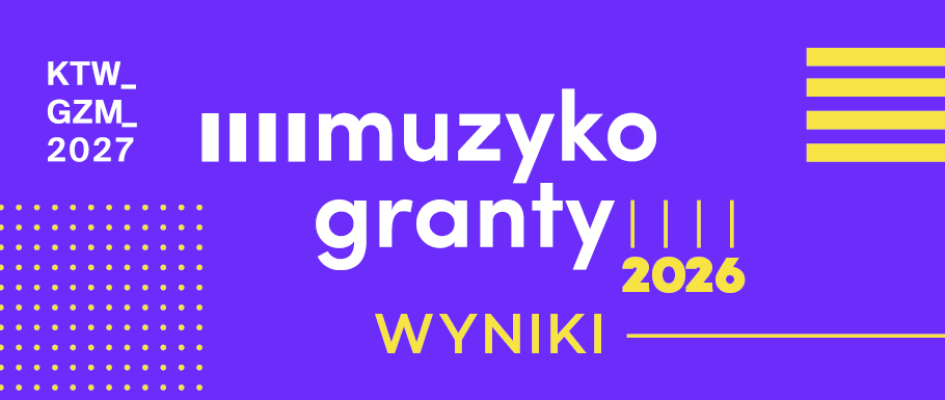 napis wyniki muzykograntów na fioletowym tle 